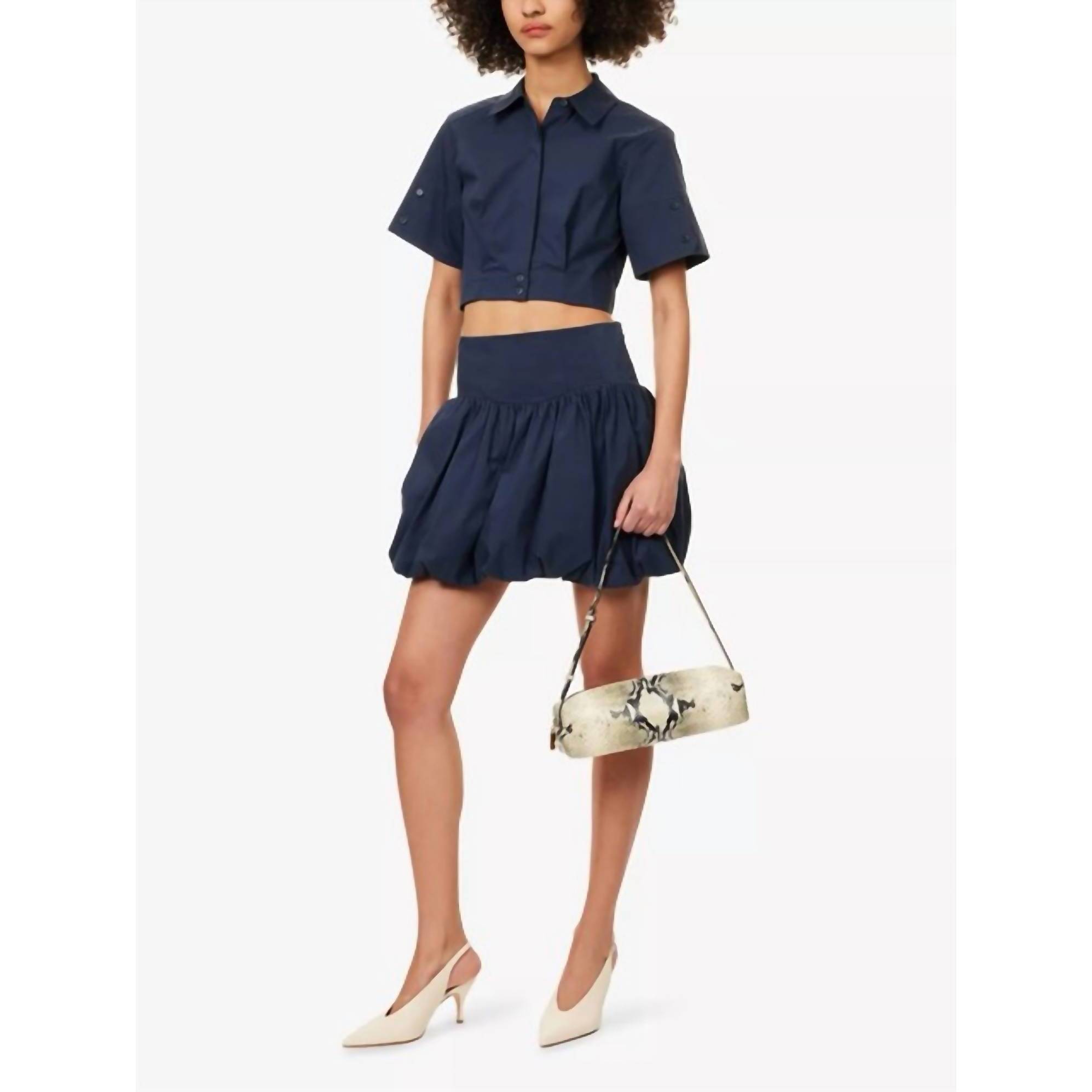 New Simkhai Sabrina Short Sleeve Crop Top In Midnight